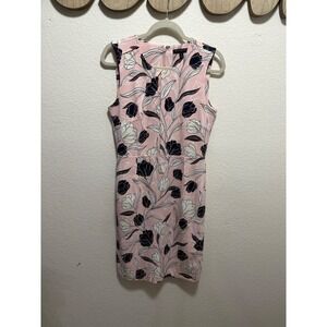 Banana Republic Pink Floral Tulip Sheath Dress Sleeveless Navy White Size 6